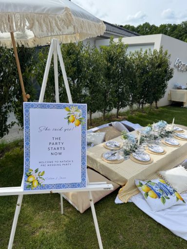 Willkommensschild Pre Wedding Party